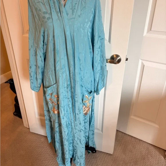 Spell Light Blue Butterfly Embroidered Kimono M/L. EC - Picture 1 of 9